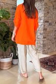 Made in Italy Pia Pillow Cotton Embroidered Tile Classic Shirt Aperol